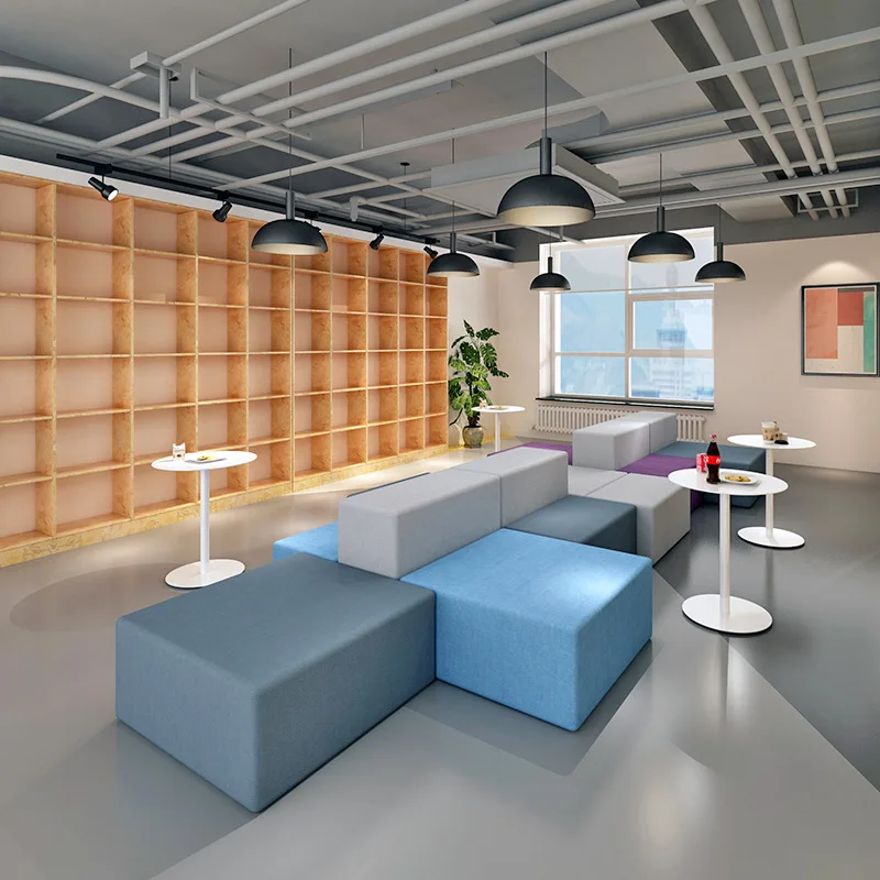 Bank hotel lobby lounge area waiting training institution modern minimalist creative office square sofa combination