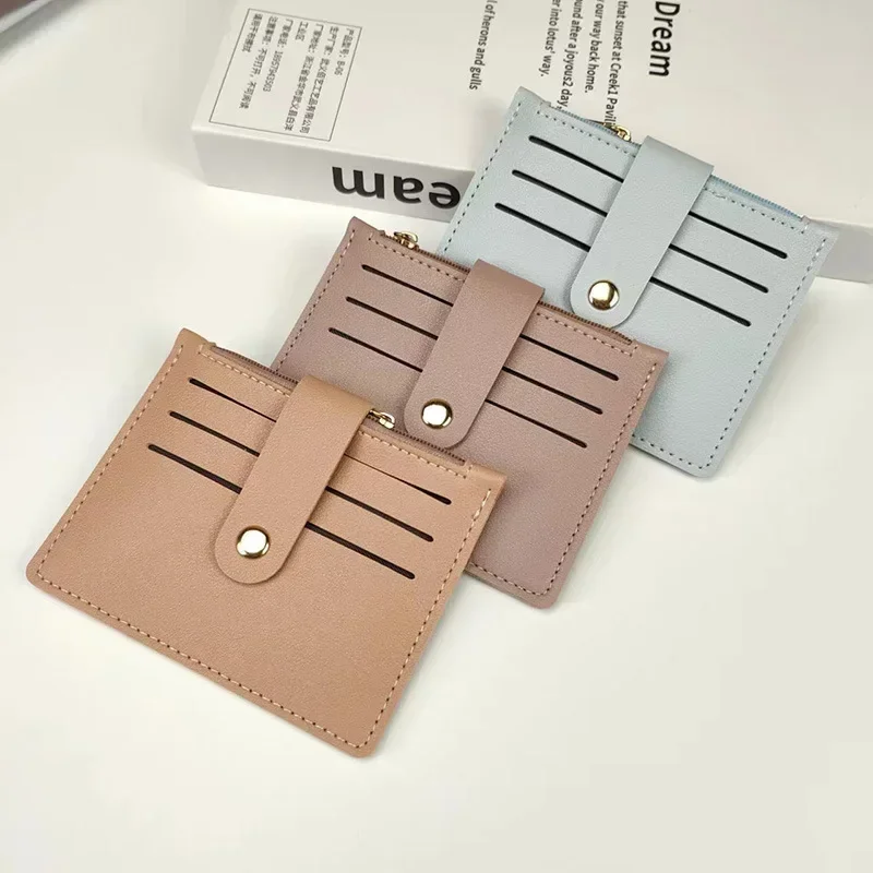 Mini Card Wallet PU Leather Vintage Organizer with Coin Pouch Multi Slot for ID Credit Cards Cash Lightweight Portable