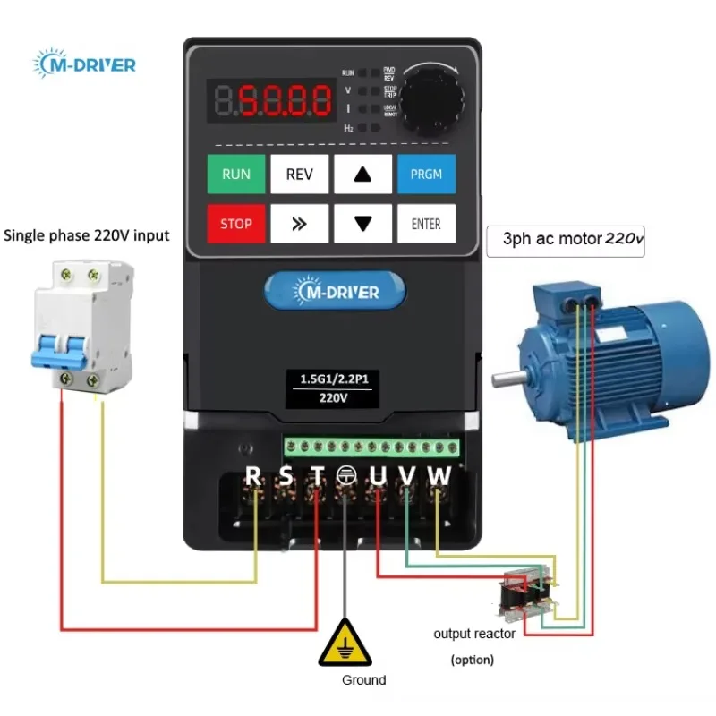 

Преобразователь частоты M-driver VFD, вход 220В 1 фаза, выход 220В 3 фазы, 2 л.с.