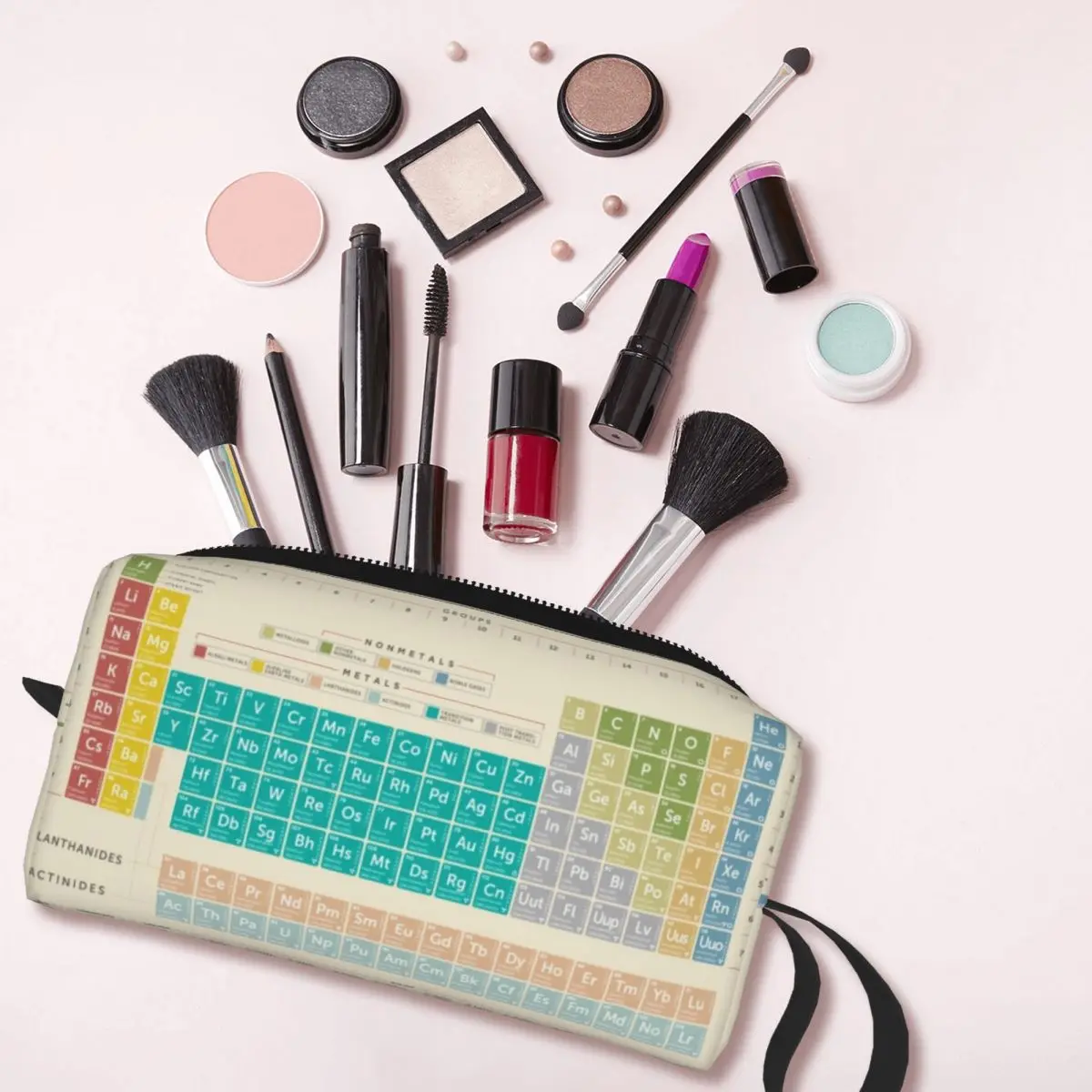 Elements Periodic Table Makeup Bag for Women Travel Cosmetic Organizer Fashion Science Chemistry Chemical Storage Toiletry Bags