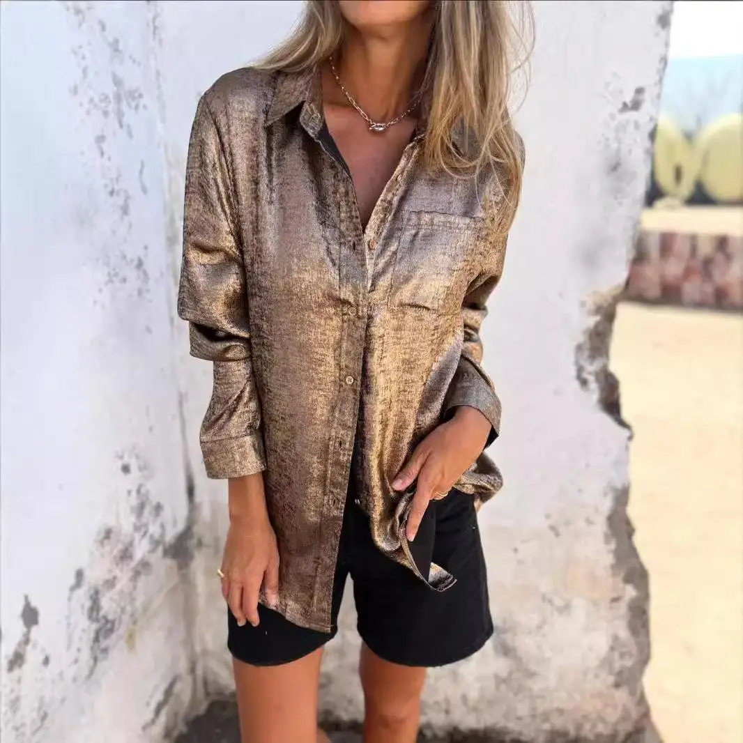 

Women's Standalone Suede Collared irt Commute Sle Long Sve Elastic Fiber orm Deformation Resistant Spring Season