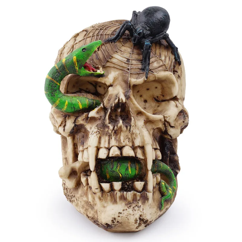 Resin , human , animal , snake figurine, Halloween gift, personalized skull