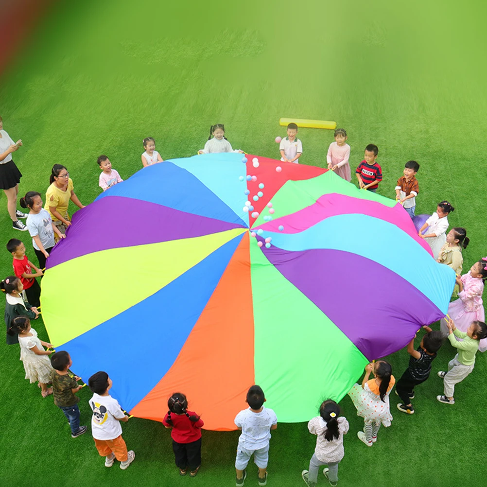 

Rainbow Umbrella Toys Kids Outdoor Child Parachute Game Props Plastic Giant Play