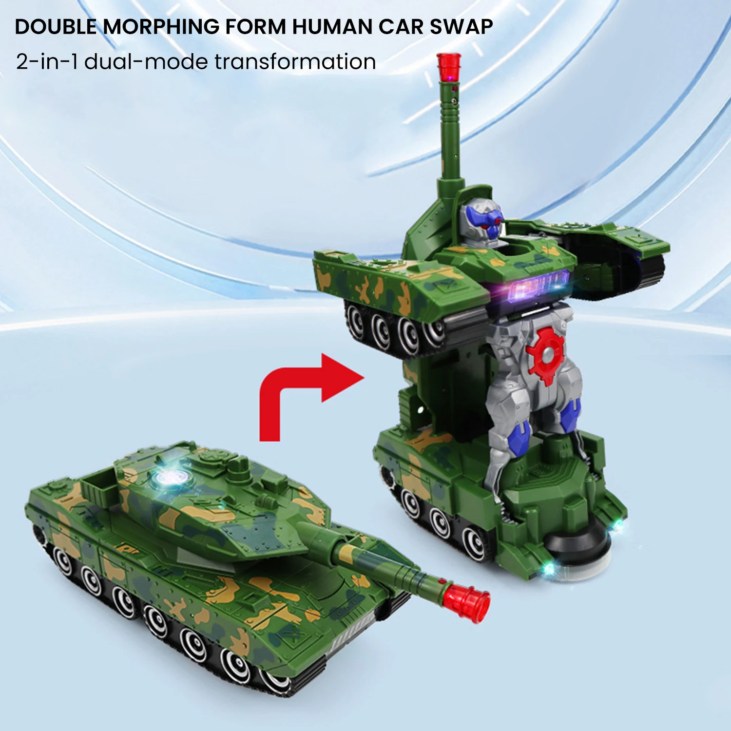 Funny Force Transformation Tank Robot Toys Tank Fighter Simulation Fighter Airplane Deformation Light Music Deformation Car Toy