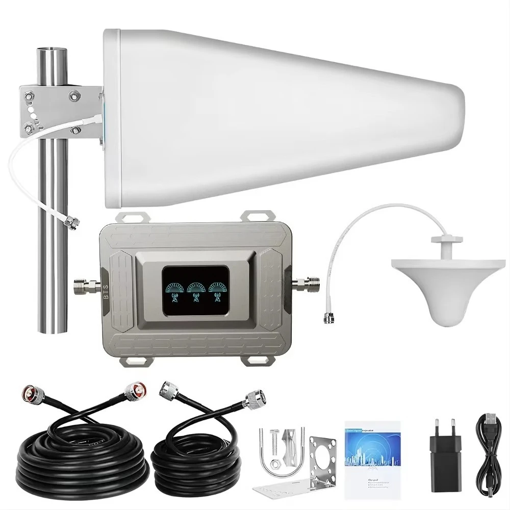 Tri-Band Cell Signal Booster GSM 850 900 1800MHz Cellular Amplifier 2G 3G 4G LCD Display 70dB Mobile Phone Signal Repeater