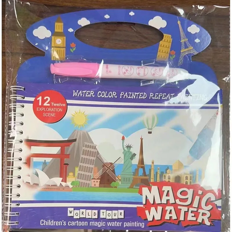 Montessor libro mágico de pintura al agua para niños, juguete de dibujo sensorial, educativo, Animal con bolígrafo de Graffiti, tablero de Color reutilizable