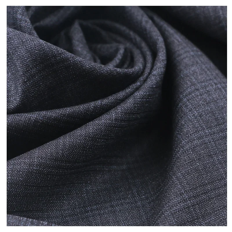 Spring Thin Men\\\'s Suit Fabric Micro Elasticity By The Meter for Clothes Dress Vest Uniform DIY Sewing Grid Stripe Cloth Black