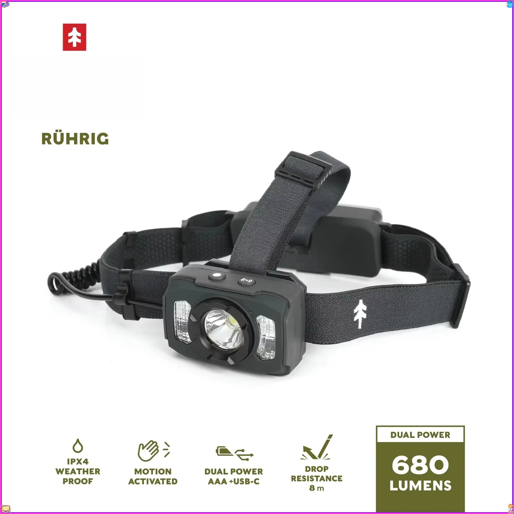 ไฟฉายคาดศีรษะ LED แบบชาร์จไฟได้ 680 ลูเมน กันน้ำกันฝุ่นระดับ IP54 ทนต่อการตกกระแทก เปิดใช้งานด้วยการตรวจจับการเคลื่อนไหว เหมาะสำหรับการทำงาน