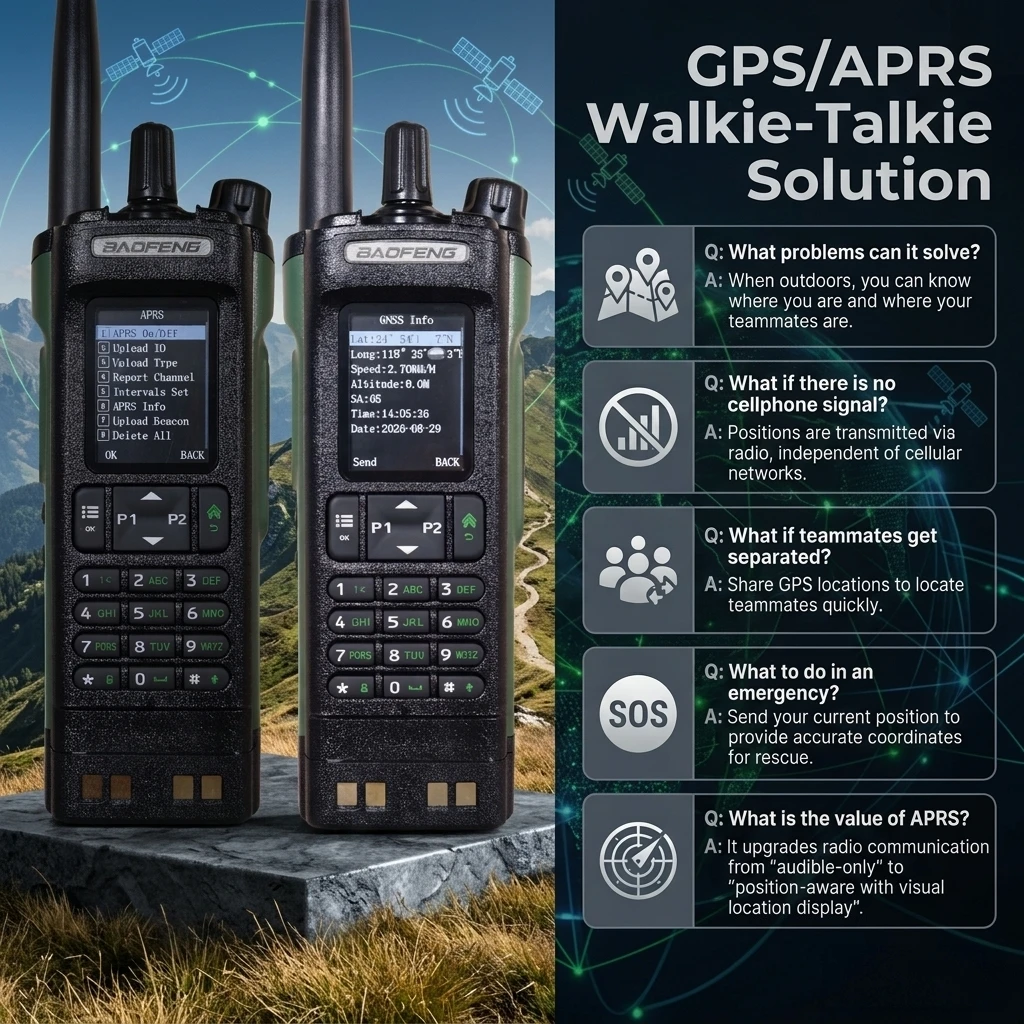 Walkie Talkies For Hiking Climbing Hunting VOX Hands-Free Member Location BAOFENG DM-32 Ham Radio Antenna Earpiece Speaker Mic
