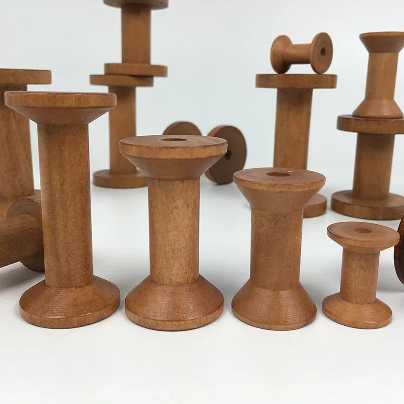 Carretes de madera Vintage, organizador de carretes DIY para cintas de coser, herramientas para manualidades de madera, carrete de alambre,