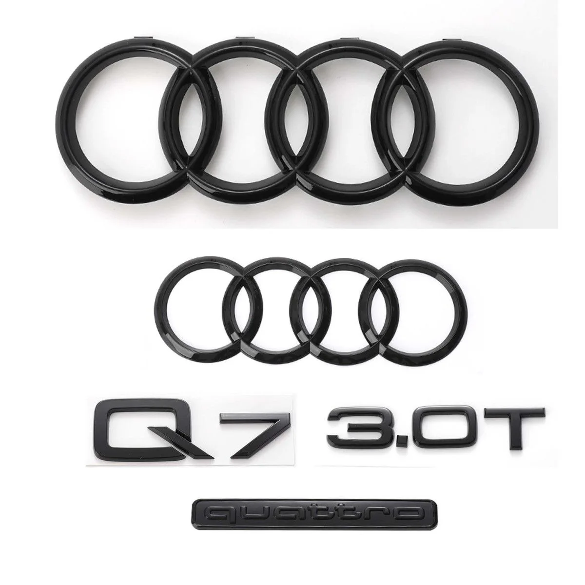For Q7 audi 2016-2025 2006-2015 4Ring Logo Bright Black Car Front Emblem Trunk Badge Sticker Quarrto 3.0T Replaced Decoration