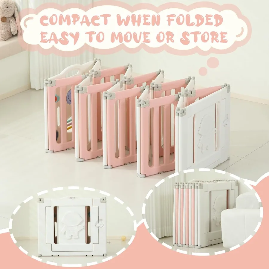 18 Panels Baby Play Pen Extra Large Baby Playpen Foldable Astronauts Play Pens for Babies and Toddlers Adjustable Portable Fenc