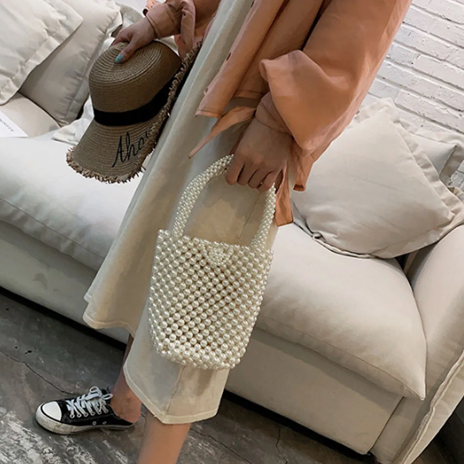 Luxurious Pearl Bags Women Shoulder Bag Ladies Handbags Evening Party Mini Phone Purse Elegant Beaded Messenger Crossbody Bags