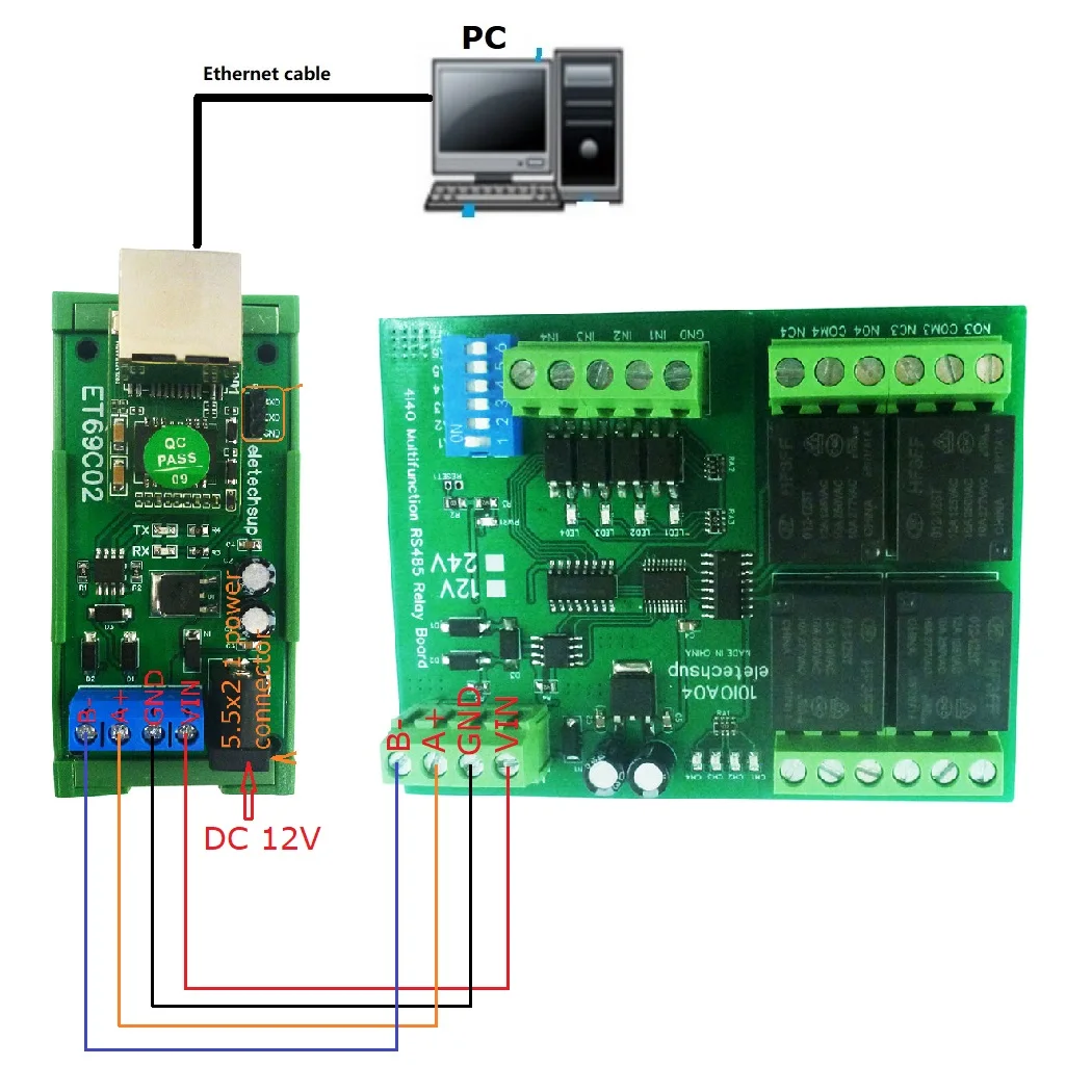 Ethernet Network IP RJ45 to RS485 Converter Modbus RTU/TCP/MQTT DIN Rail 12V for PLC Industrial & Smart Home Automation