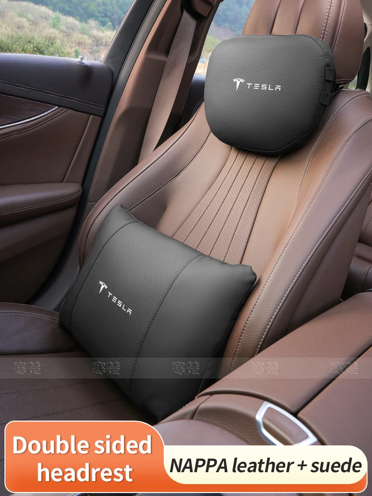 Für Tesla Modell 3 Modell Y Modell S Modell X Auto Kopfstütze Nackenstütze Sitz Lendenkissen Atmungsaktive Weiche Nackenkissen Taille pad