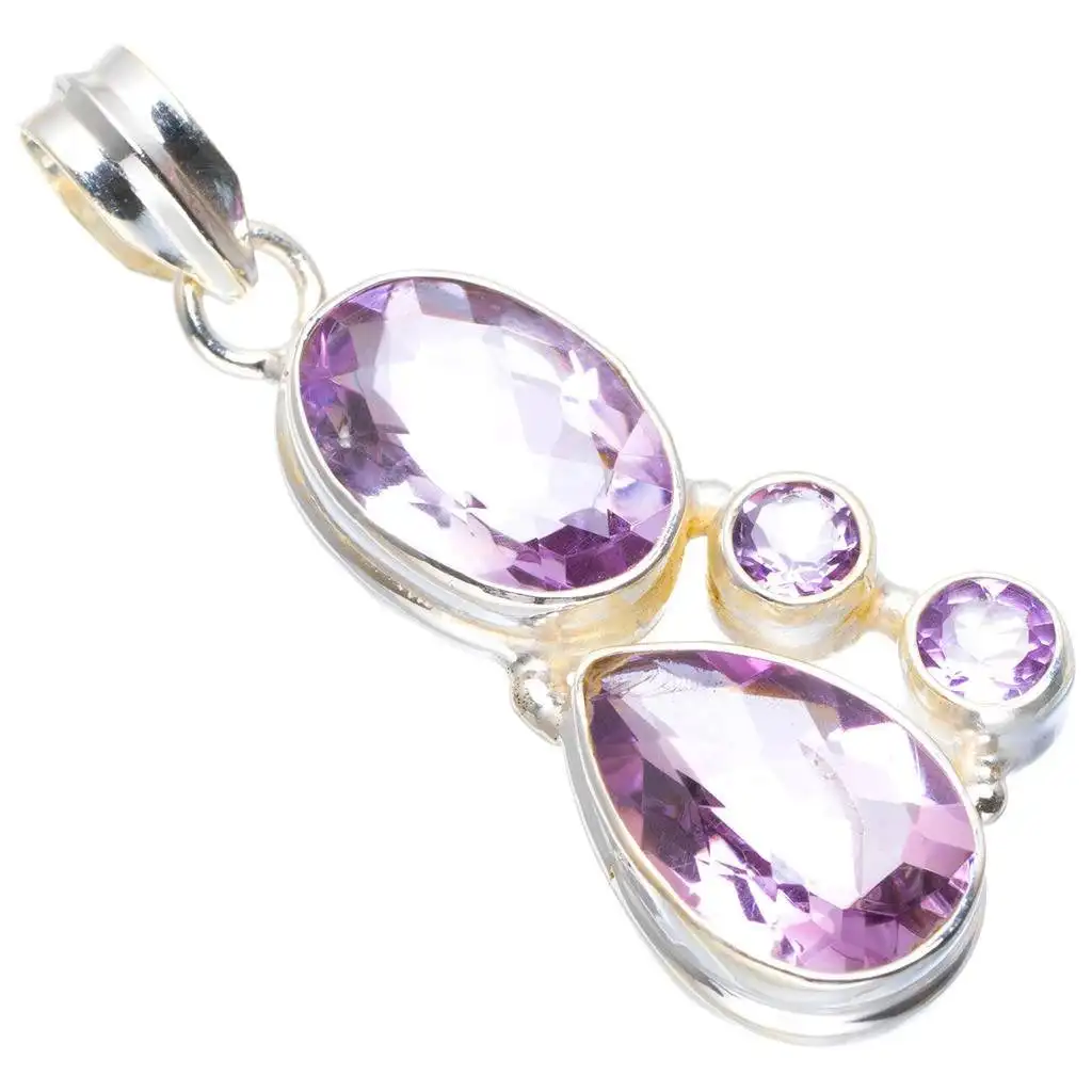 

StarGems Amethyst Handmade Unique 925 Sterling Silver Pendant 1.75" A1852