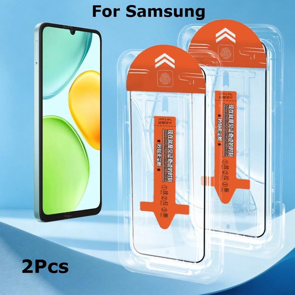 2 Pcs Anti-Dust Easy to Install Screen Protector For Samsung A27/A56/A36/A26/A16/A06/A55/A35/A25/A37/A57/A17/A07 Tempered Glass