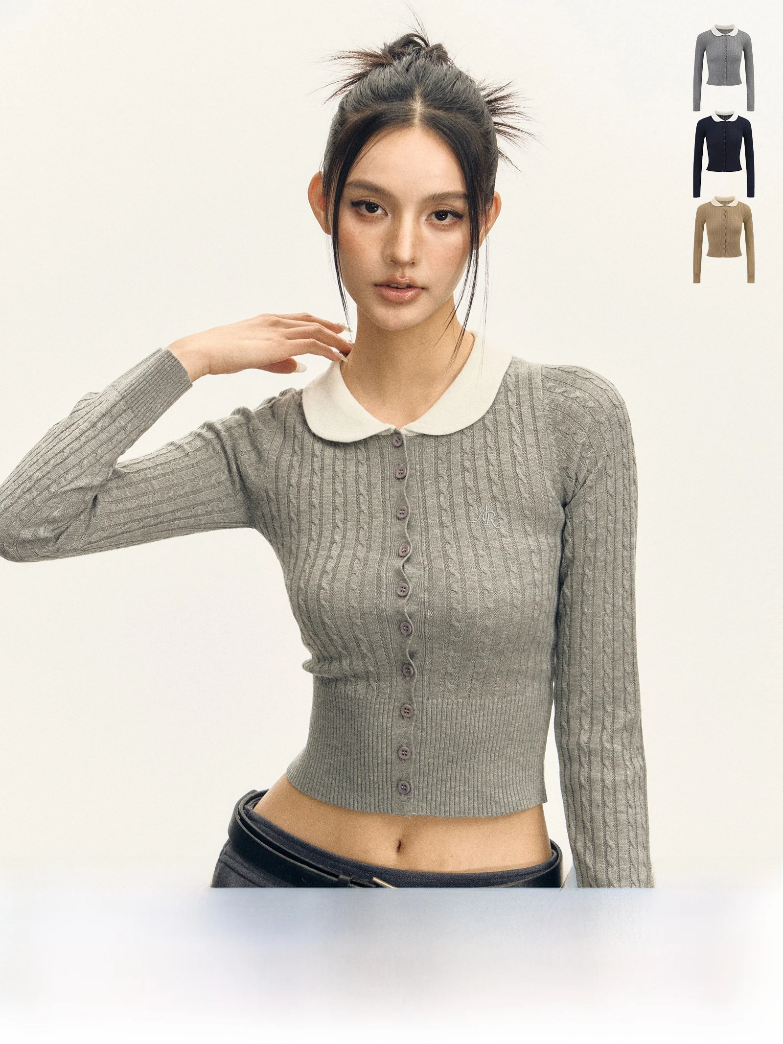 

Ariseism American Retro Multi-Color Long Sve Knitted Open Cardigan Women's Slim Fit Top Spring New Sle Street Sle Poly...