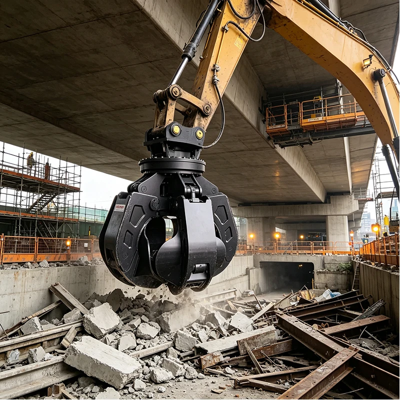 Workshop Tested Hydraulic Excavator Grapple Attachment for Scrap Steel Sorting Heavy Material Handling and Demolition