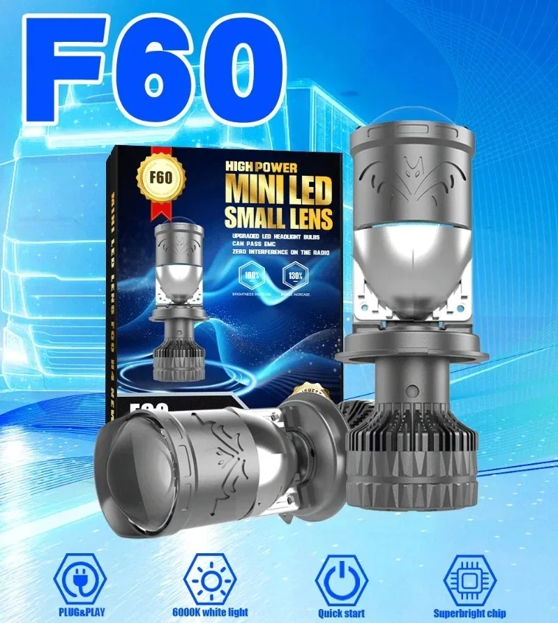 

2pcs Lens H4 LED Headlight Bulb Projector Lamp High/Low Beam High Power 170W 17000Lm Car Turbofan Ultra Bright High Beam