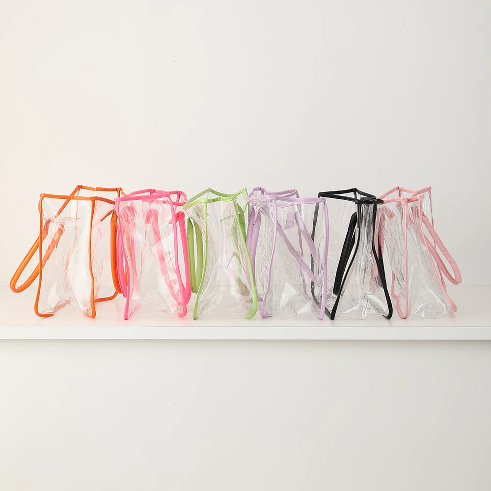 Clear Beach Bag for Women Waterproof PVC Tote Large Capacity See-Through Travel Bag for Pool Gym Essentials Beach Towel Storage