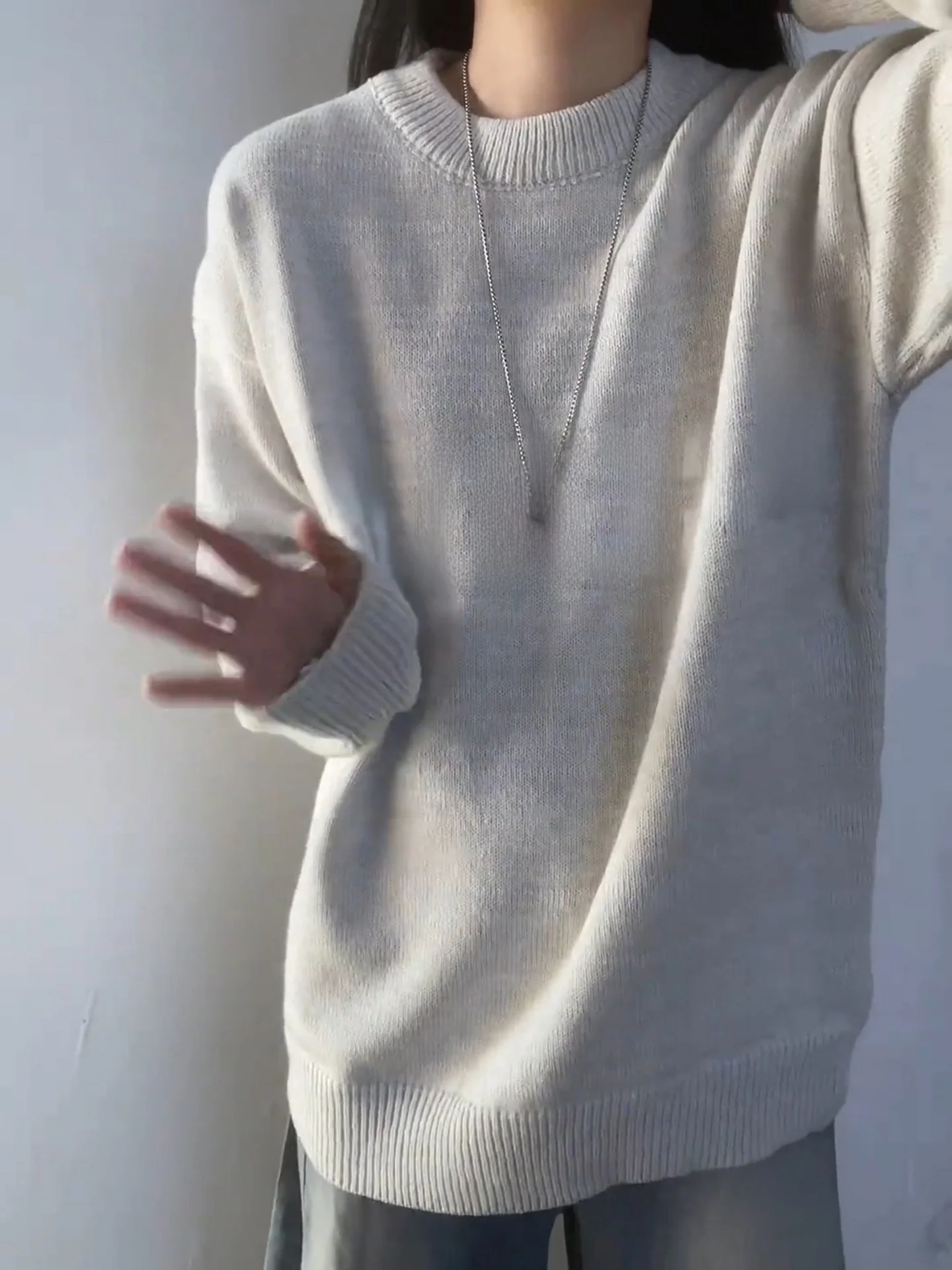 

American Sle Heavyweight Letter Knit Sweater Men Women Autumn Winter round Ne Base irt Lazy High-End oulder Jaet