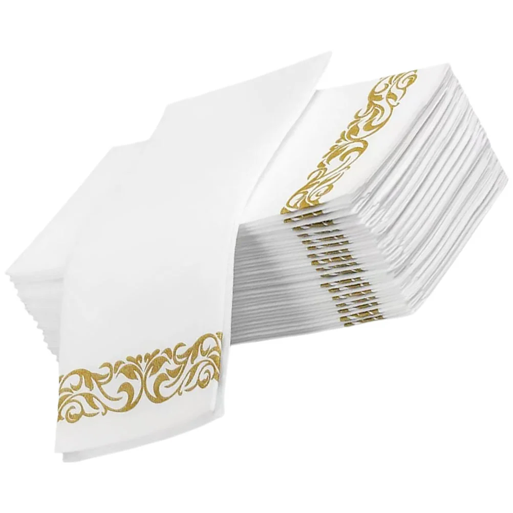 25 pçs guardanapo de papel cocktail guardanapos dobrável decorações de mesa de jantar ouro prata descartável lavável jantar festa