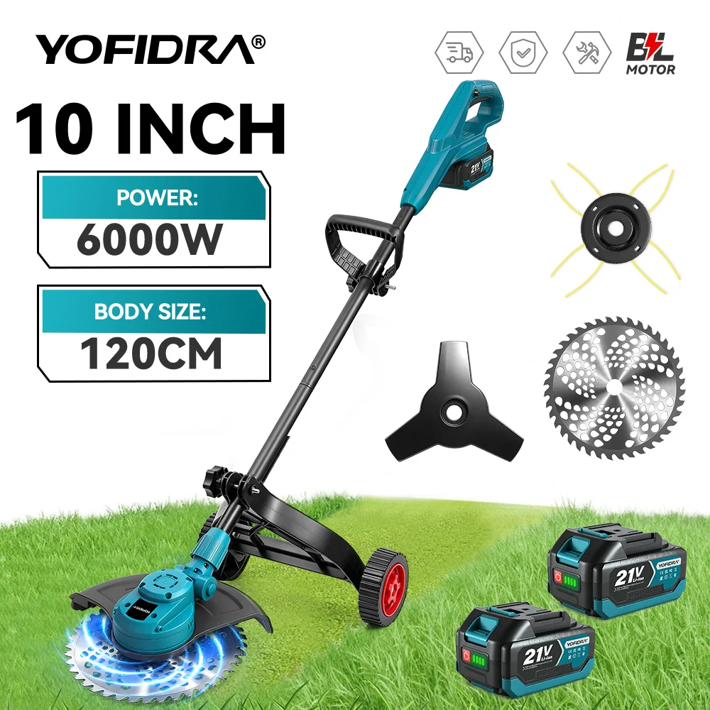 Makita – tondeuse à gazon électrique sans balais, 10 pouces, sans fil, outil électrique de désherbage de jardin, broche de batterie 18V