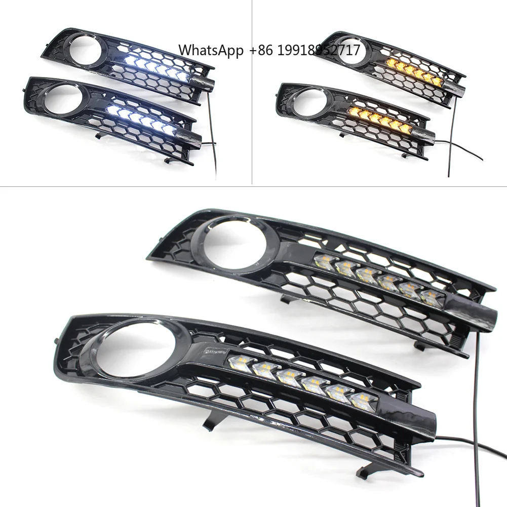 Car Turn Signal Fog Light DRL Cover Bumper Grille For  A4 B6 Sedan 2001 2002 2003 2004 2005 Matte Black