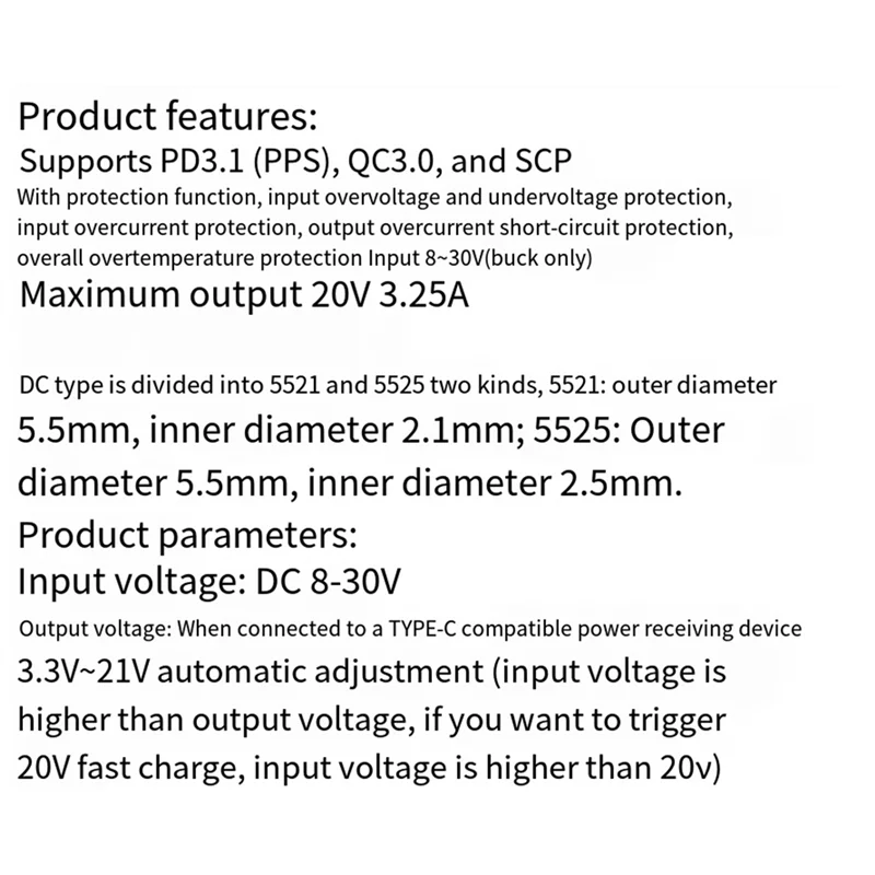 AY14 -PD65W Fast Charging Module Type-C Interface PD QCSCP  Fast Charging Full Protocol Charger Module