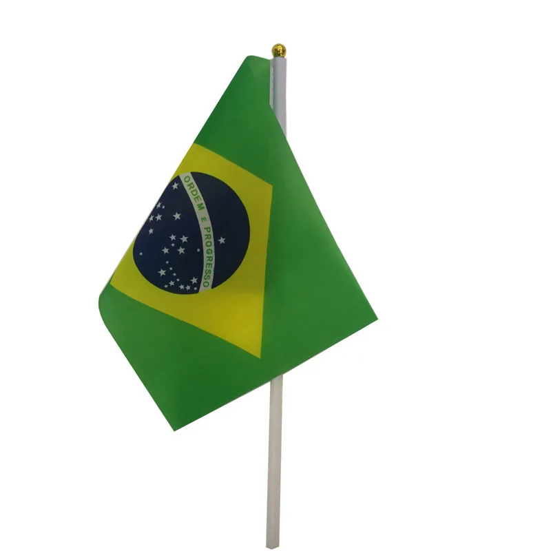 10 Pcs/lot Brazil Hand Waving Flags 14x21cm Brazil Flag Wholesale