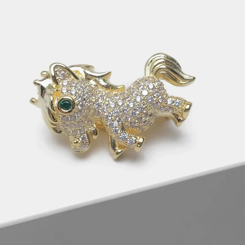 

AB/ Cute Little Pony Styling 925 Silver full of zircon fashion glitter Animal Women's brooch.