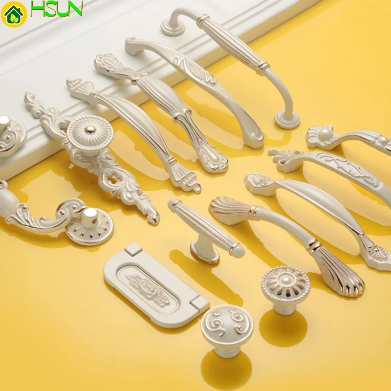 1 pc Zinc Aolly  White Cabinet Handle Kitchen Cupboard Door Pulls Drawer Knobs simple Style Furniture Handle Hardware