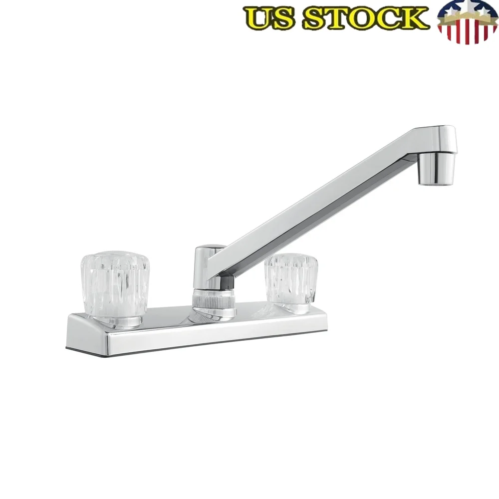 

Кухонный смеситель с двумя акриловыми ручками, высокий излив, хромированная отделка, моющийся картридж, простая установка, совместимая с NSF, раковина с 3 отверстиями