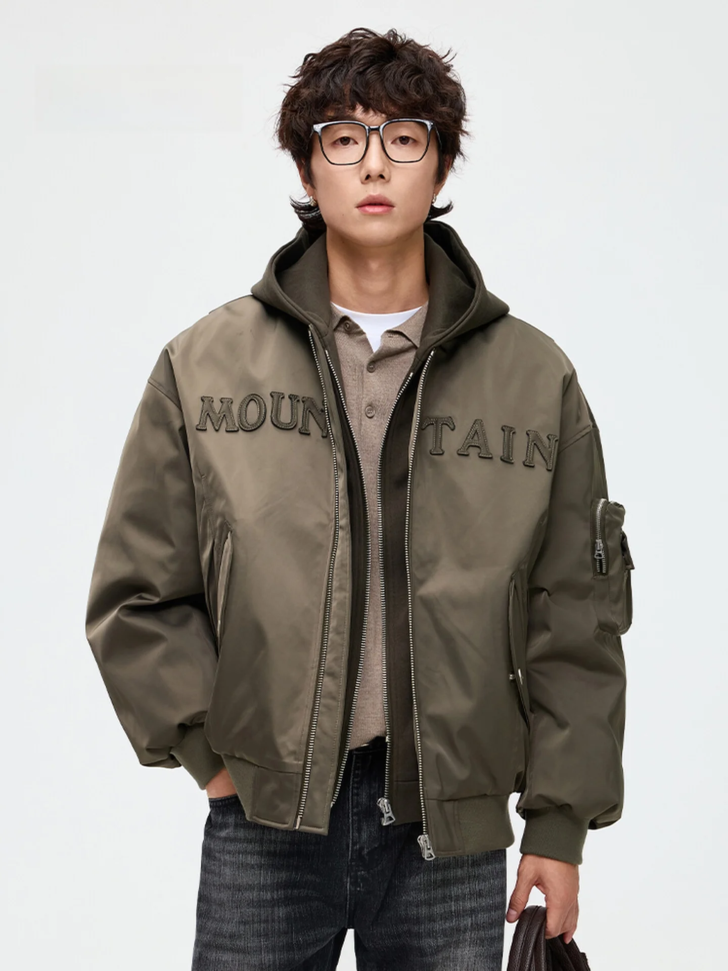 

Waterproof Du down Jaet Men's Casual Loose Sle Autumn Winter Outerwear Polyester Fiber Warm Thiened Long Sve Zipper