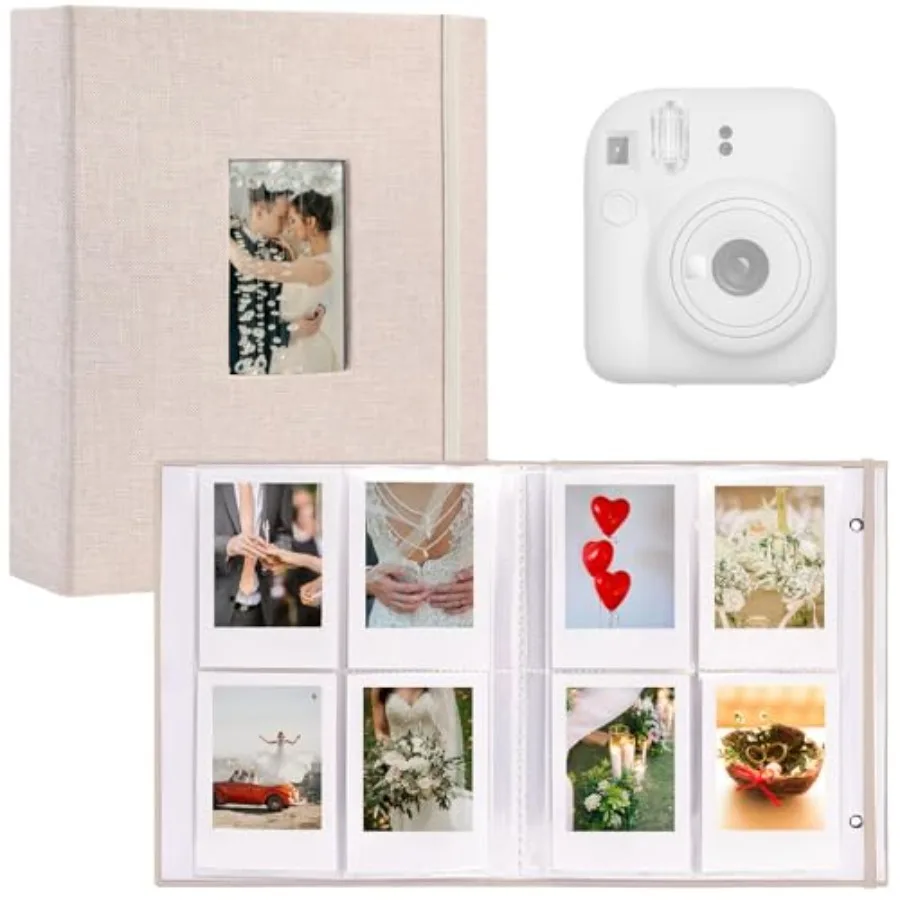 Fujifilm Photo Album, Mini Instant Film Photo Album, 208 Photos Pictures Book 2x3 Inch, Linen Hardcover Polaroid Book for Polar
