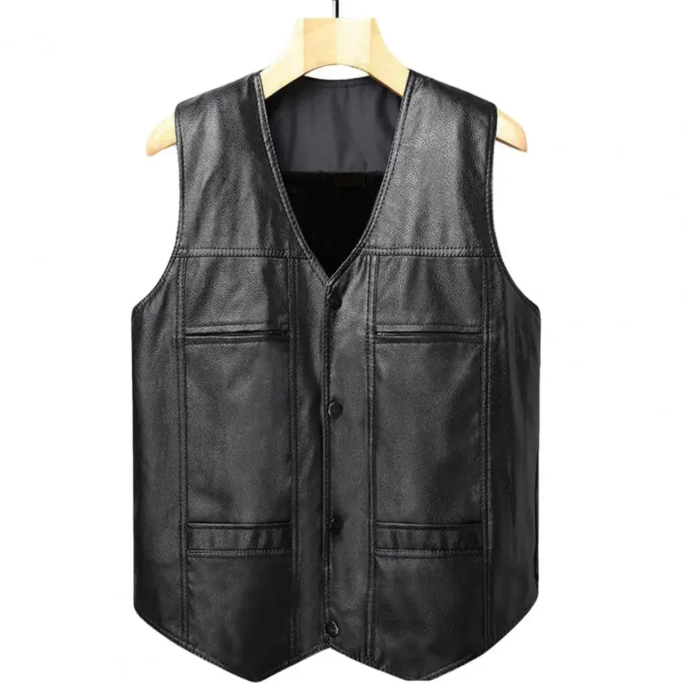 Popular Men Vest Thick Men Waistcoat Keep Warm Washable V Neck Waistcoat  Coldproof