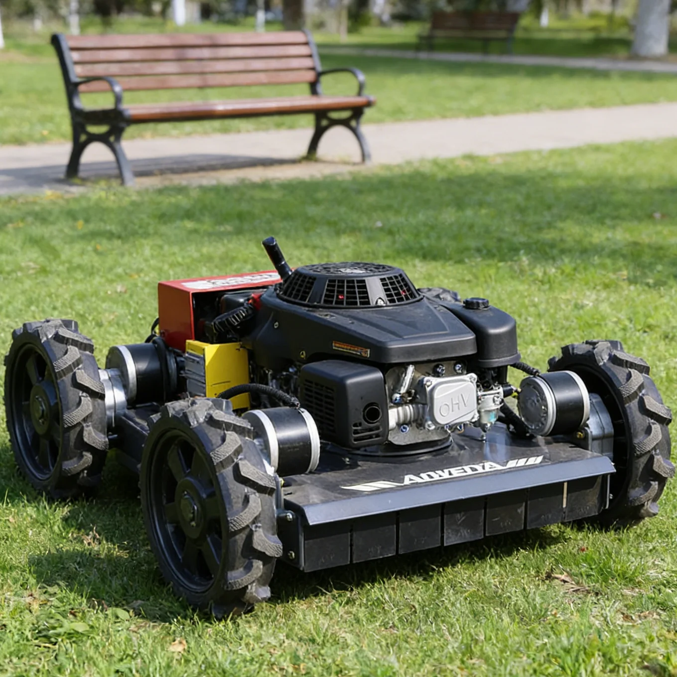 

Customized Upgraded Flail Blade Remote Control Lawn Mower Better Cutting Effect for Thick Grass Weed Shrub and Small Branches fl
