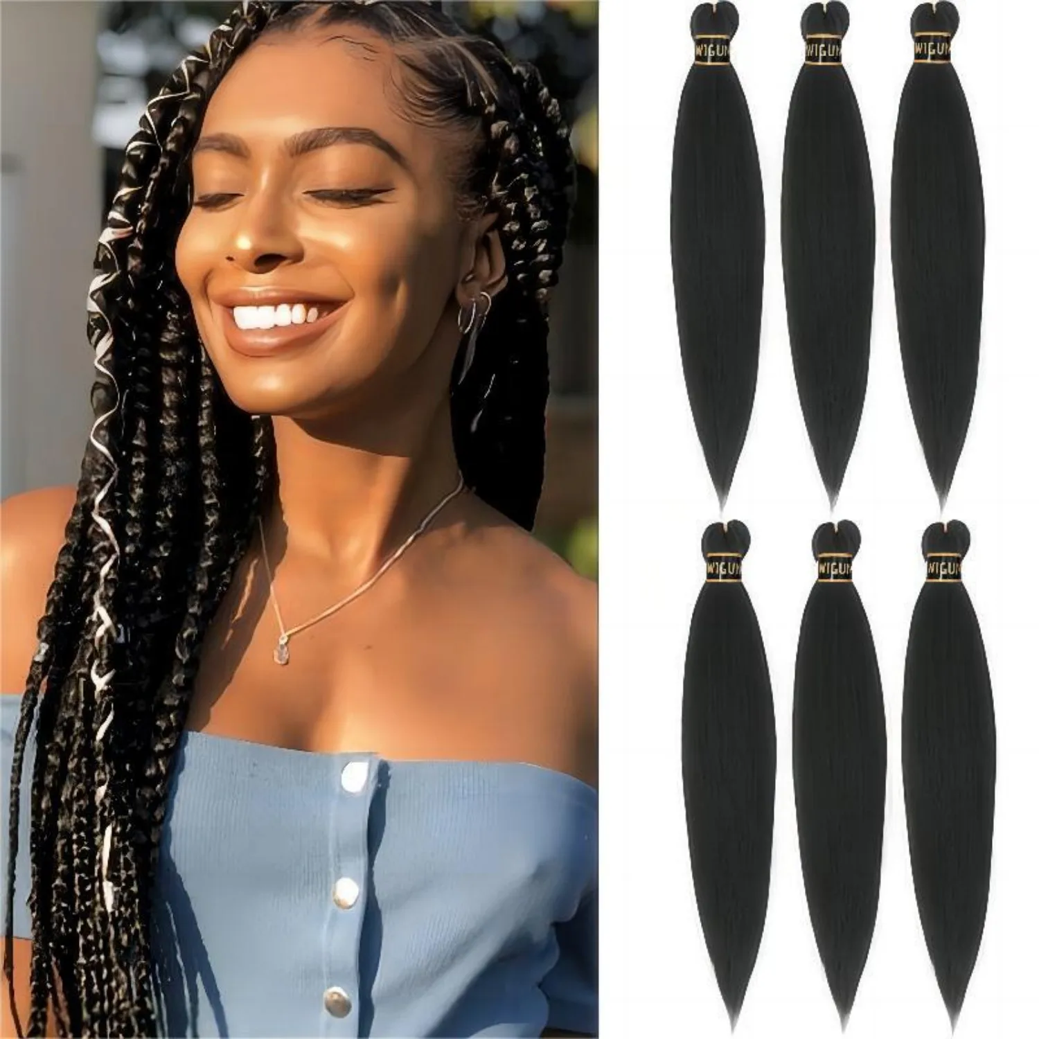 

Braiding Hair Pre Stretched Synthetic Braiding Hair Extension for Twist Box Braids Senegalese Crochet Professional Easy Crochet