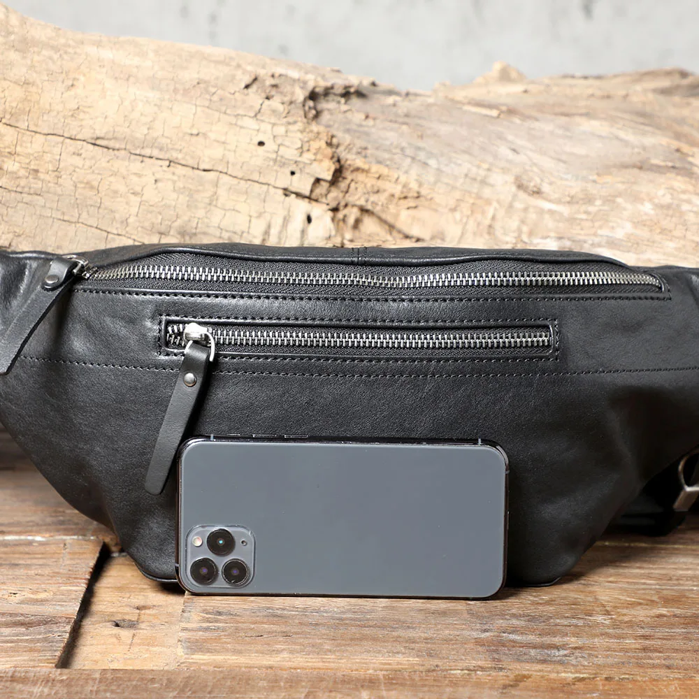 S.WORKER Lässige Herren-Brusttasche aus hochwertigem Leder | Modische Umhängetasche für Herren aus echtem Leder – Detail 15