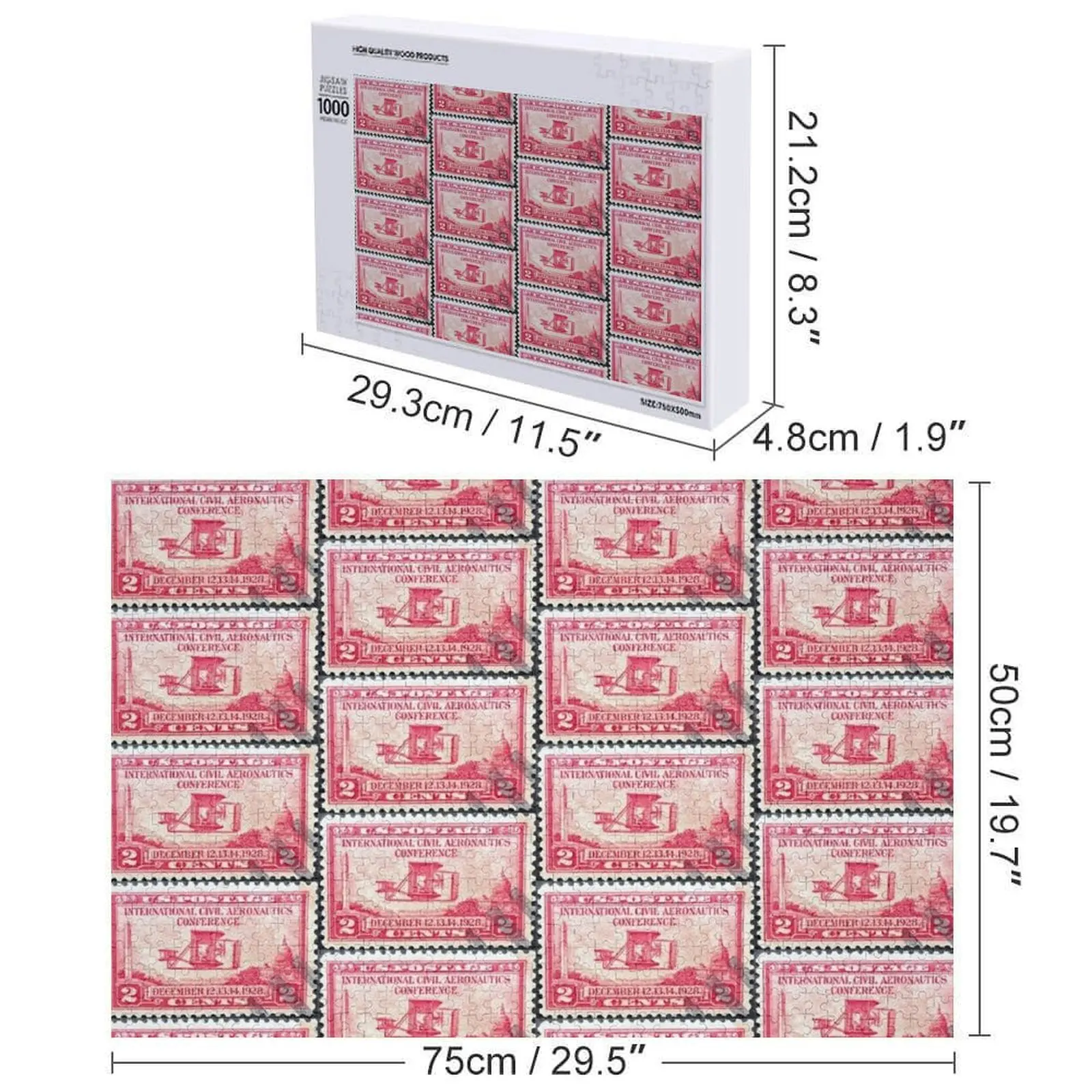1928 avião vintage selo postal quebra-cabeça brinquedos de natal de madeira adultos novos brinquedos para crianças 2022 animais de madeira quebra-cabeça