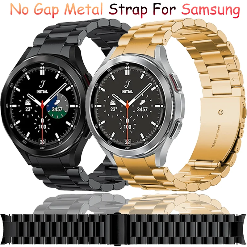 Sem lacuna pulseira de metal para samsung galaxy watch 6 4 clássico 5 pro 45mm aço inoxidável confortável pulseira relógio 7 6 5 4 44mm 40mm