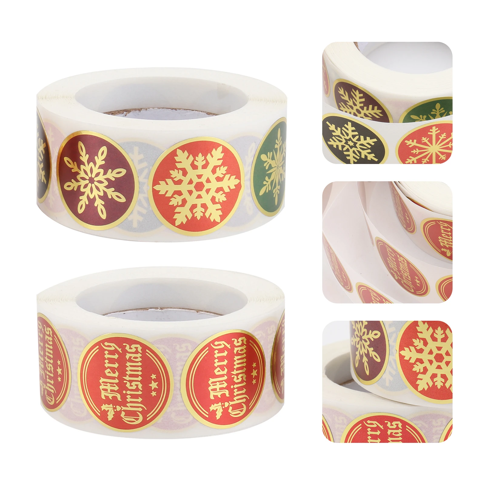 

2 Rolls Round Golden Stickers Label Copper Plate Christmas Wrapping Self-adhesive