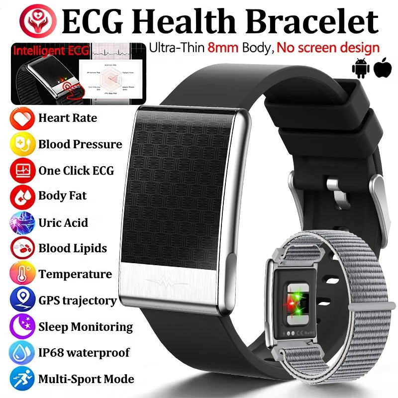 

Новый умный браслет 2026 года для физического контроля: интеллектуальный ЭКГ-монитор, измерение мочевой кислоты, спортивные функции, напоминания о звонках, без экрана, умные часы