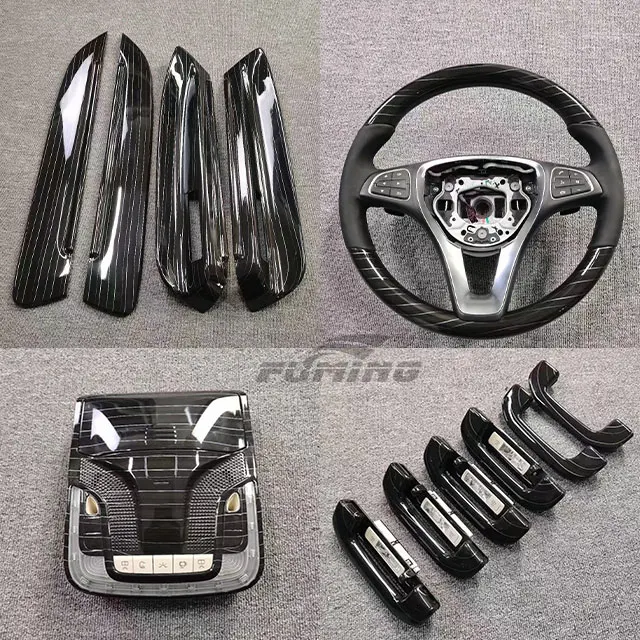 Kit de Mejora Interior Trasero de Lujo para Mercedes Benz, Material Plástico para el Tablero, Modificación con Impresión por Transferencia de Agua