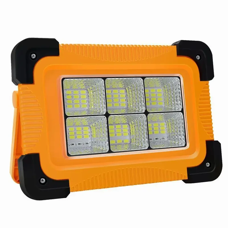 Solar powered rechargeable portable LED floodlight super bright outdoor construction site lighting camping mobile spotlights