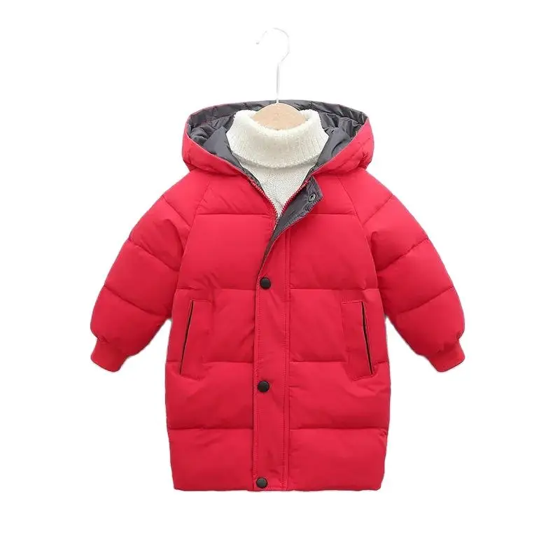 2024 Winter Toddler Kids Solid Hooded Parka Coats Fashion Baby Boys Girls Thicken Cotton-Padded Down Jacket For Children Clothes