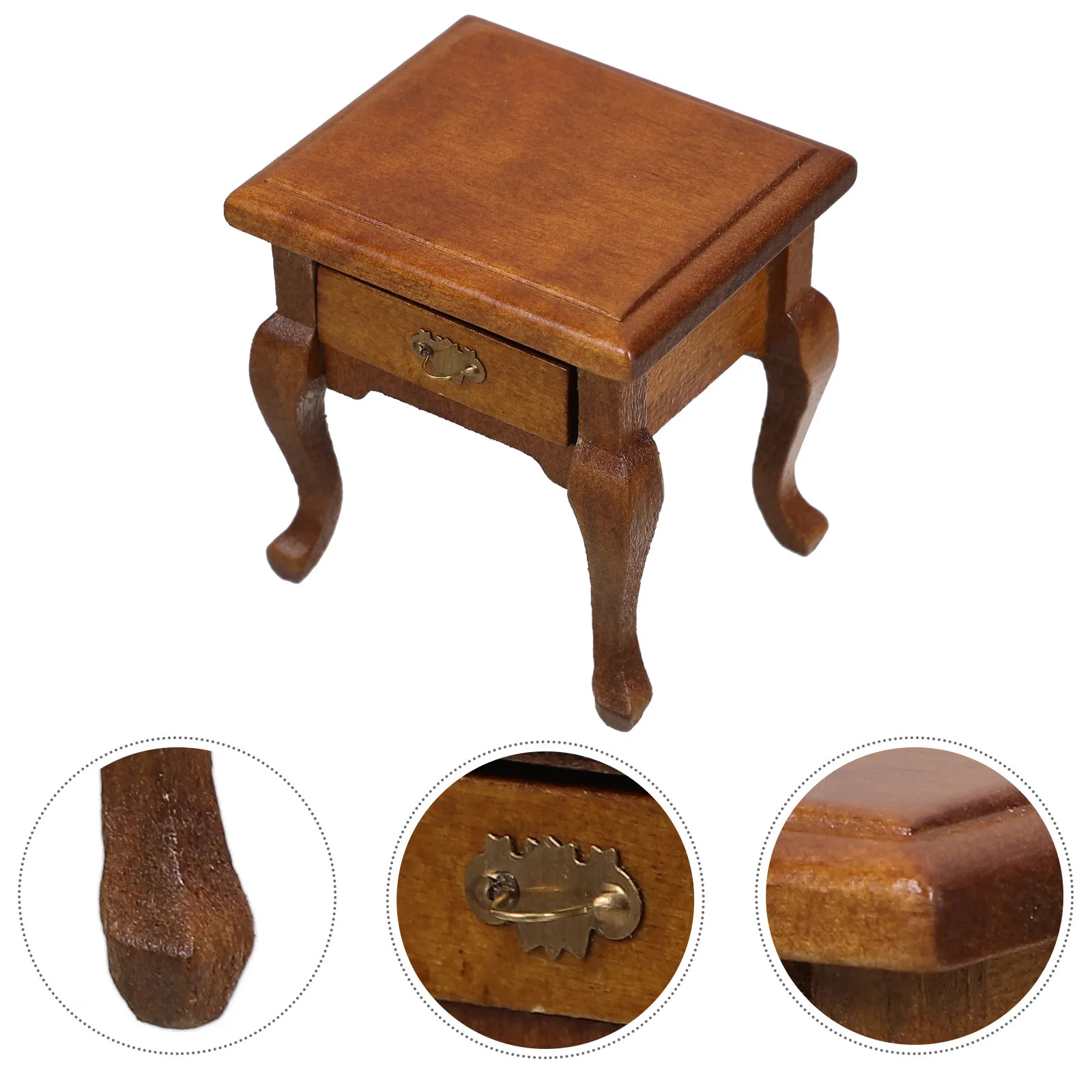 

Miniature Bedside Cabinet 1:12 Scale Wooden Nightstand With Drawer French Country Dollhouse Furniture For Bedroom Living