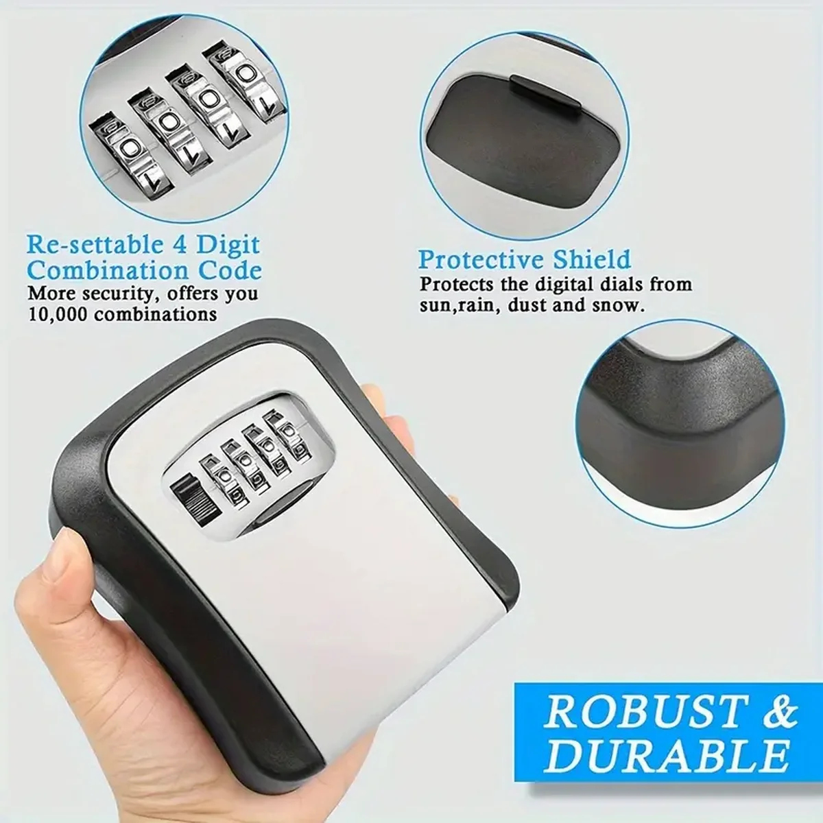 Portable Combination Key Lock Box for House and Car - Waterproof and Secure Realtor Security Lock Box with Code - Ideal for Home