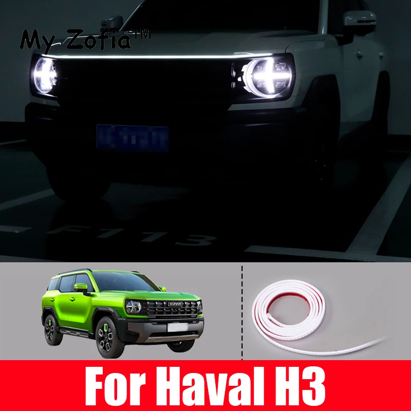 For Haval H3 2024 2025 Automobile hood flow light Car hood decorative light strip Middle net light modification Accessories